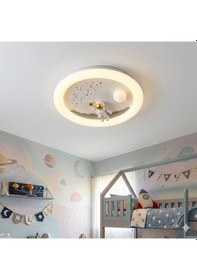 Resim Astrostar 3 Renk Ledli Tavan Plafonyer Avize Uzaktan Kumandalı Dimmerli Gece Lambası Modu 50 Cm Beyaz 