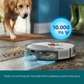 Resim Philips Homerun 5000 Akıllı Robot Süpürge ve Mop 10000PA Otomatik Boşaltma Istasyonu Çizgi Lazer Haritalama Dolanma Önleme Beyaz 