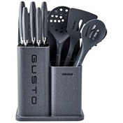 Resim Karaca Gusto 12 Parça Gri Bıçak Servis Kesme Tahtası Seti 