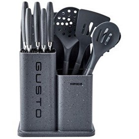 Resim Karaca Gusto 12 Parça Gri Bıçak Servis Kesme Tahtası Seti 