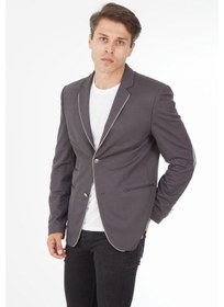 Resim Sposo G-158 Dar Kalıp Örme Kumaş Füme Erkek Blazer Ceket Füme 