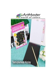 Resim Gökkuşağı Kazıma Defteri Sihirli A5 15x20 Cm 3 Paket 10 Sayfa Spiralli Scratch Note Spralli Siyah Sihirli Resim Defteri Siyah 