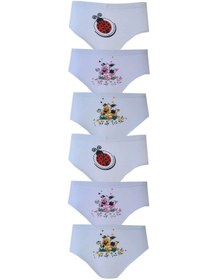 Resim Hepsine Rakip 6lı Kız Çocuk Slip Külot Baskılı Pamuklu Rahat Ekonomik Beyaz 
