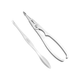 Resim Yaleker Zink Alyuminyum Deniz Ürünleri Kabuk Açma Seti: Kırpma Kelepçe Ve İki Uçlu Çatal, 2 Parça Gümüş 