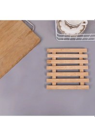 Resim Bambu Ahşap Palet Desenli Nihale, Çaydanlık Altlığı, Tencere Ve Tava Altlığı Açık Kahverengi 