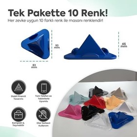 Resim Telefon Tablet Tutucu - Piramit Tasarım 3 Açılı Masaüstü Stand, iPhone ve Android Uyumlu, Ofis, Online Ders ve Toplantılar İçin, 4-11 İnç (10, Çok Renkli) 