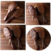 Resim 1 El Yapımı Sandal Ağacı Hava Yastıklı Bambu Dişli Oval Saç Fırçası, Tüm Saç Tipleri İçin Masajlı Ahşap Saç Şekillendirme Fırçası 