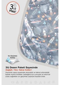 Resim Proof 3'lü Sıvı Su Geçirmez Bebek Mama Önlüğü Ağız Silme Mendili Bağlamalı 3 Prç GriGrup 6-24 Ay 