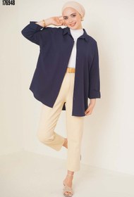 Resim 103901 Oversize Basic Tesettür Gömlek Lacivert 