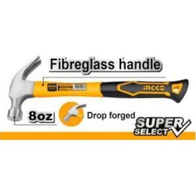 Resim Ingco HCHS8008 Fiberglass Saplı Çatal Çekiç 220g 
