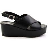 Resim Siyah Leather Kadın Sandalet K05040030503 Siyah 