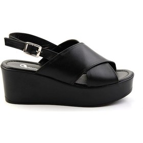 Resim Siyah Leather Kadın Sandalet K05040030503 Siyah 