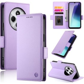 Resim Redmi 14c 4g Yan Toka Manyetik Buzlu Deri Telefon Kılıfı İçin Mor 