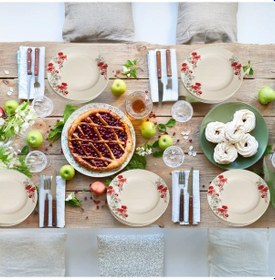 Resim Gür Al Porselen Çiçek Desenli 6 Adet 25cm Servis Tabağı 