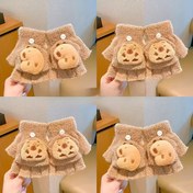 Resim Kapibara Kış Eldivenleri - Kapibara Şeklinde Yarım Parmaklı Kapaklı Eldivenler, Sıcak ve Eğlenceli Kız Eldivenleri, Dış Mekan Oyunları ve Kar İçin (Kahverengi/Bej) - Yumuşak Hayvan Patisi Tasarımlı El Isıtıcıları 