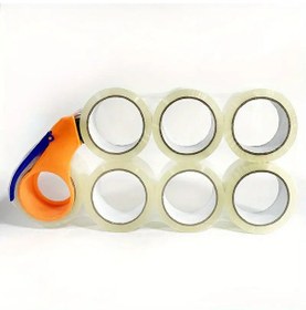 Resim Koli Bantlama Seti - Bant Kesme El Aleti 1 Adet Ve Taba 6 Adet 45 x 40 M Koli Bandı 