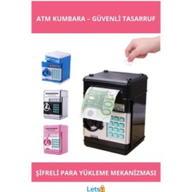 Resim Şifreli Atm Kumbara Işıklı Sesli Uyarı Geniş Hazne 4 Haneli Şifreli Kasa TEK EBAT 