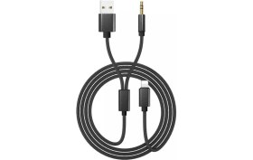 Resim Go-Des Go Des GAC-306 2 In 1 Aux Kablo Lightning To 3.5 mm & USB Ses Kablousu 