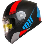 Resim MTS 966 WX89 Çene Açılır Mat Siyah-Kırmızı-Mavi Kask 