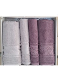 Resim Camellıa Best Set Mürdüm Gri Hamam Seti 2 Havlu+2 Plaj Havlusu Gri - Mürdüm 