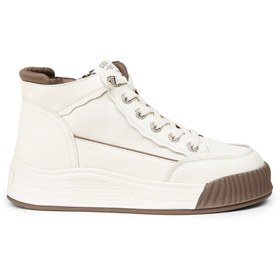 Resim Deery Kadın Hakiki Deri Beyaz High Top Sneaker Ayakkabı 