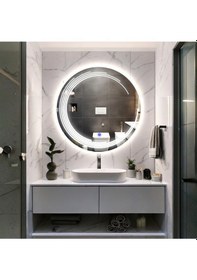 Resim Nova Led'li Kumlamalı Lavabo & Banyo Aynası Dokunmatik Sensörlü 90 X 90 Beyaz 