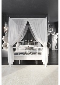 Resim Argimo Pero Sultan Tek Kişilik Metal Beyaz Karyola 90x200 (Cibinliksiz) 