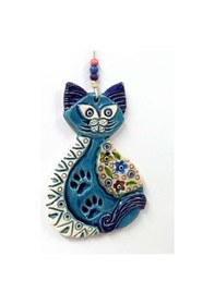 Resim Mavi Kedi Figürlü Askılı Dekoratif Duvar Süsü Nazarlık 