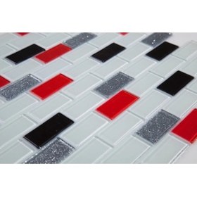 Resim Tezgah Arası 4 mm Kristal Cam Mozaik Kırmızı Siyah Beyaz Gümüş Sim 1 Kutu = 1 M2 Fiyatıdır 