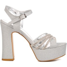 Resim Gümüş Kadın Abiye Ayakkabı 655323 Z Gümüş 