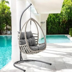 Resim Rehome Malta Tek Kişilik Rattan Bahçe Salıncağı | Beyaz 