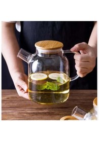 Resim Konak Züccaciye Bambu Kapaklı Cam Servis Demliği 1800ml 