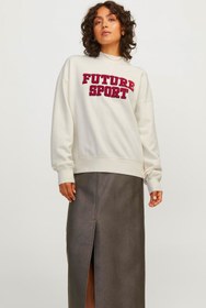 Resim JXRIRI LOOSE LS CREW SWEA Krem Kadın Sweatshirt 