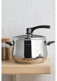 Resim Emsan Burcu Paslanmaz Çelik Düdüklü Tencere 4 L Gümüş - Siyah 