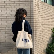 Resim "ugh" Kanvas Tote Çantası - Beyaz, Katlanabilir, Tek Omuzlu Çapraz Çanta Fermuarlı Kapanış, Unlined, Elde Yıkanabilir, Rahat Tarz, Rahat Tote Çanta | Rahat Tarz Çanta | Fermuarlı Kapanış, Tote Çanta 