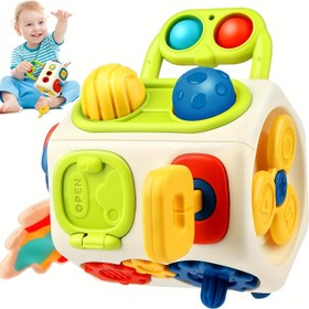 Resim 10'luk 1 Hareketli Küp, Minik Çocuklar için Duyusal Etkinlikler, Noel için Bebek Hediyeleri - Erkek Kız Bebekler için Uçak Uçak Araba Seyahat Oyuncakları Eğitim Öğrenme - Rastgele Aksesuar Renkleri 