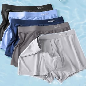 Resim 5'li Paket HongKu Erkek Boxer Briefs, Klasik Düz Renk, %88 Polyester %12 Elastan, Orta Gerilim Örgü Kumaş, 140gsm, Casual Giyim Shortie İç Çamaşırı 