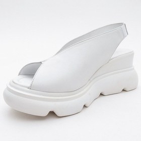 Resim Luvishoes Luvi Shoes Sam Beyaz Cilt Hakiki Deri Kadın Dolgu Topuk Sandalet Beyaz 