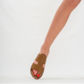 Resim DaphneSandals Hakiki Deri Kadın Haki Terlik - 4308 