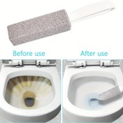 Resim 1 adet banyo değirmen taşı yıkayıcı saplı - tuvaletler, fayanslar ve mutfaklar için kireç temizleme fırçası, ergonomik sap, inatçı kirleticiler, kalsiyum, demir ve pas çıkarıcı duş silme fırçası 