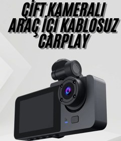 Resim Modafiks 3 Kameralı 2 İnç 1080P Araç İçi Kamera Sürüş Kamerası CarPlay 