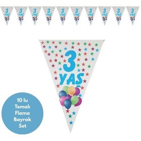 Resim 3 Yaş Mavi Yıldızlı Flama Bayrak Set Süs Tüm Yaşlar 
