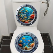 Resim 2 Adet Su Altı Mercan Balığı Tuvalet Stickerları - Canlı Okyanus Manzaralı Banyo Dekoru, Kendinden Yapışkanlı Duvar & Oda Aksesuarları, Ev, Yatak Odası ve Tatil Süslemeleri için Renkli Balık & Mercan Resifi Tasarımı 