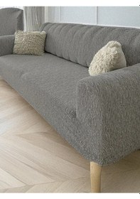 Resim Upmall Jakarlı Koltuk Kanepe Kılıfı Çekyat Örtüsü 3+3+1+1 Gri 