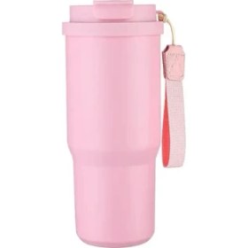 Resim Oein Yaz Vakum Saman Su Kupası Bingba Kupası Öğrenci Okul Kupası Büyük Kapasiteli Termos Kupası Halat Kahve Kupası Kapasitesini Taşıyacak: 750ML/RENK: Pembe (Yurt Dışından) 