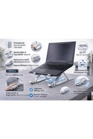 Resim Linalp Alüminyum Ayarlanabilir Laptop Standı Ergonomik Notebook Yükseltici Soğutucu Katlanabilir 6900020250321 Notebook Standı 