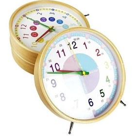 Resim Novahub Çocuklar Duvar Saati Yuvarlak Öğrenme Sessiz Geçmeyen Eğitici Ev Dekoru Ty053 Çap 22cm Odun Renkli Diğer 