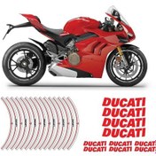 Resim Ducati Beyaz Jant Şeridi Jant İçi Yazılı Sticker Çok Renkli 