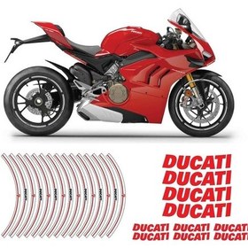 Resim Ducati Beyaz Jant Şeridi Jant İçi Yazılı Sticker Çok Renkli 