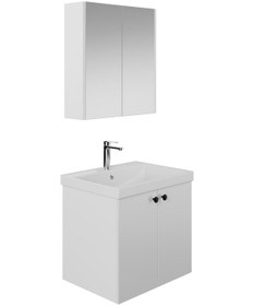 Resim Karen Banyo Mimoza 60 Cm Lavabolu,aynalı Banyo Dolabı Seti,komple Mdf Seramik Lavabo Dahil,mdf Beyaz 